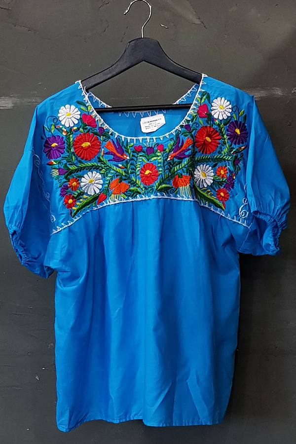 90&#039;s L.A Chaparrita - Boho Floral - Tunic - Embroidered (여성 XL)