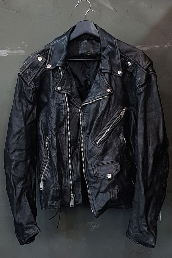 80&#039;s Gino Leathers - Motorcycle - Genuine Leather - Quilted Lined - Hard Leather - Made in U.S.A. (L)