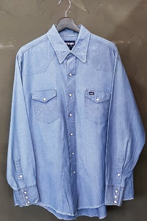 80&#039;s Wrangler - Chambray - Western - Made in U.S.A. (XL)