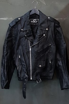 90&#039;s SHAF - Motorcycle - Genuine Leather - Quilted Lined - Hard Leather (L-XL)